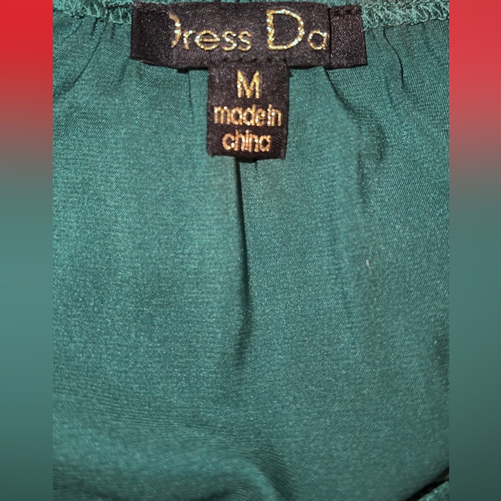 Baltic Born Size Medium Emerald Green Satin Balloon Sleeve Maxi Dress - Picture 5 of 5